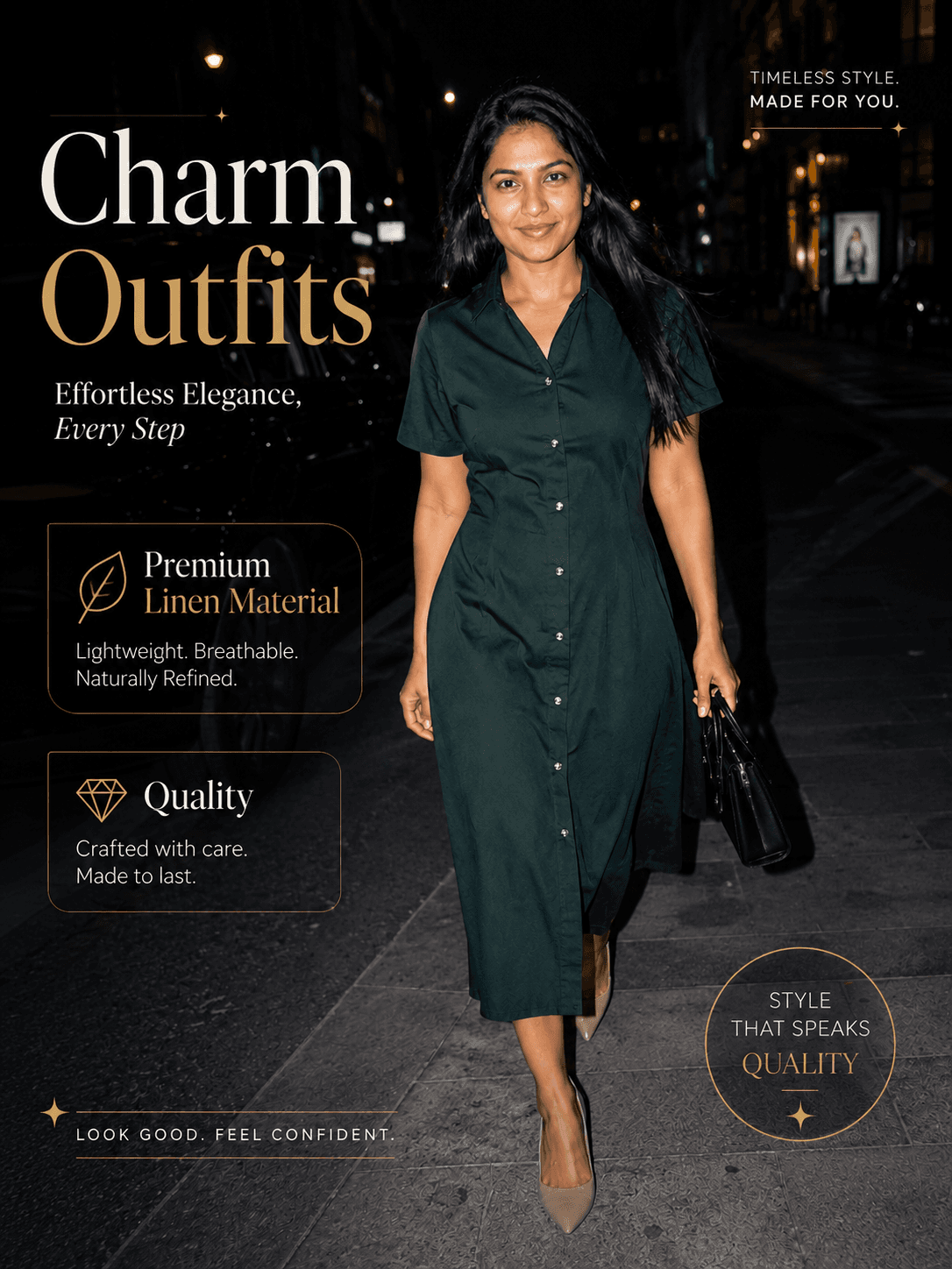 Elegance Button-Down Premium Linen Dress